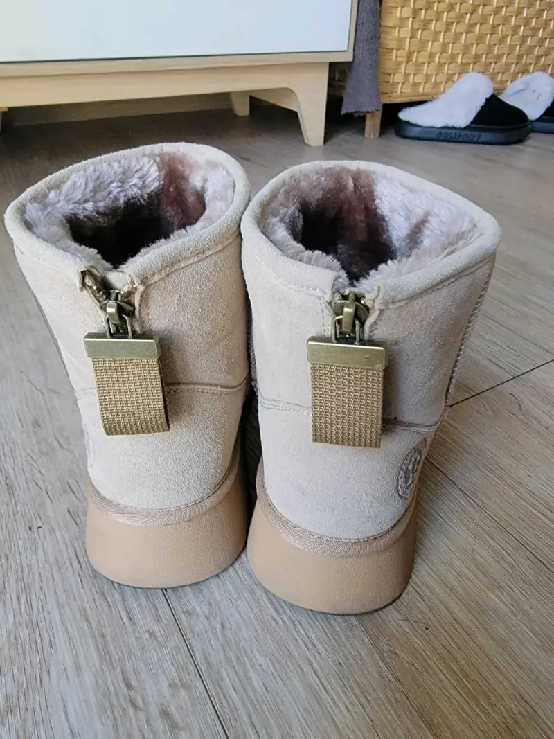 Botas de invierno beige con forro - 5