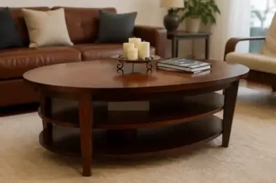 Mesa de centro ovalada de madera - miniatura 1