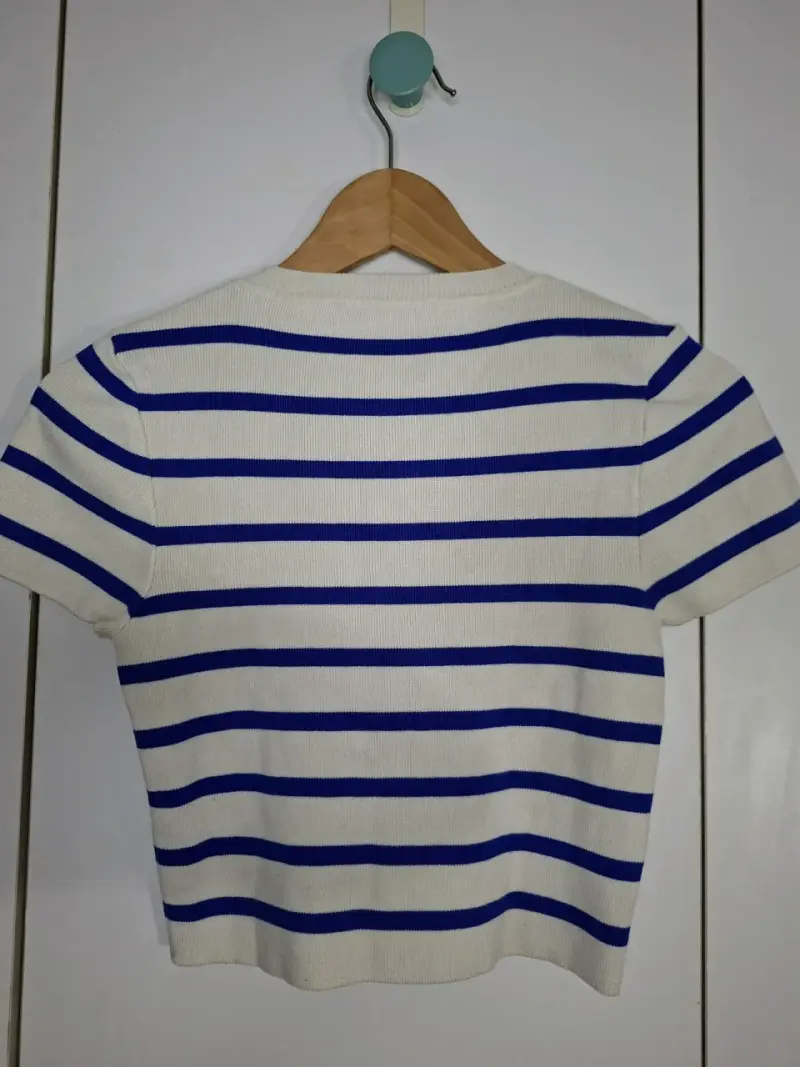 Polera a rayas azul y blanca Zara - 2