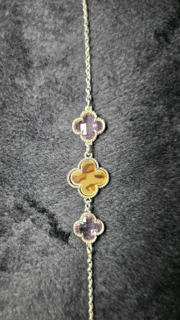 Pulsera multicolor en plata con diseño y cadena - 2