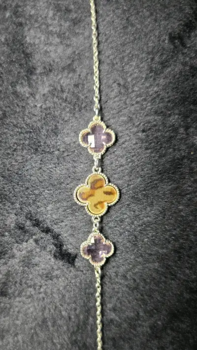 Pulsera multicolor en plata con diseño y cadena - miniatura 2