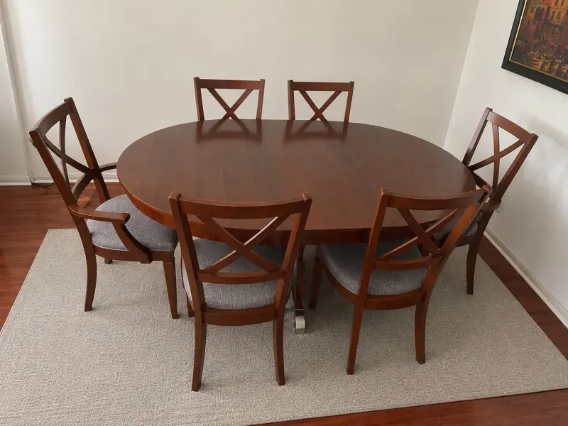 Mesa de comedor ovalada con 6 sillas de madera - 6