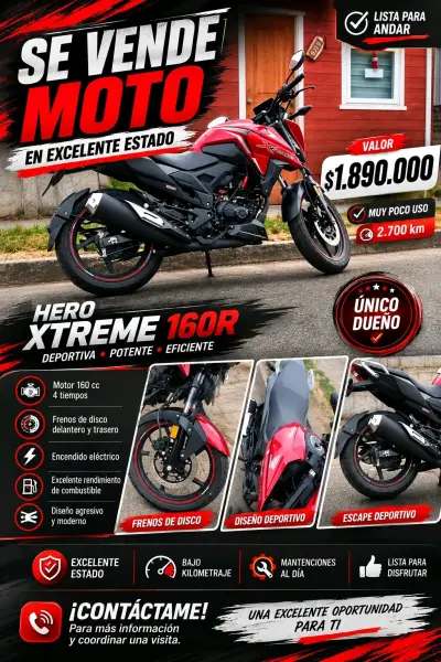 Moto Hero Xtreme 160R en excelente estado - miniatura 1