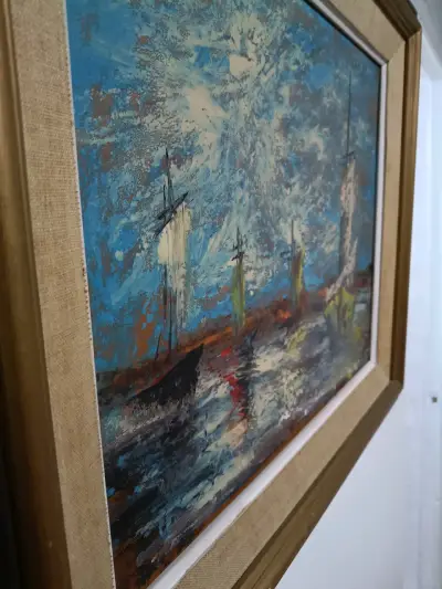 Óleo Sobre Tabla Mario Rojas Lobos Marina - miniatura 3