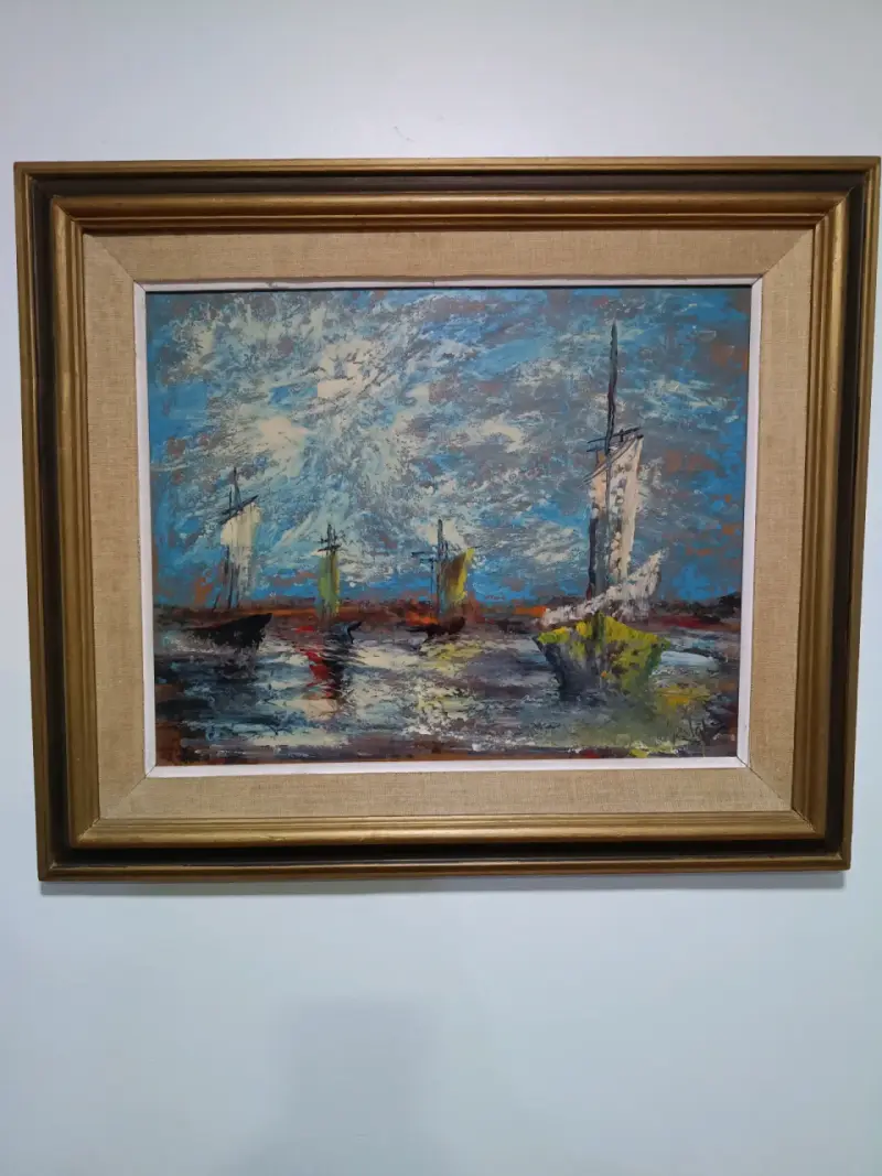 Óleo Sobre Tabla Mario Rojas Lobos Marina - 1