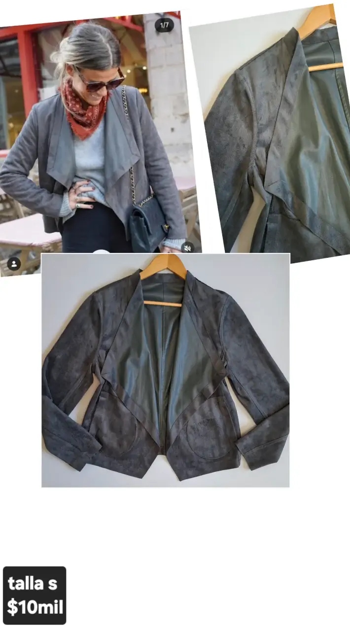 Chaqueta gris de gamuza estilo casual