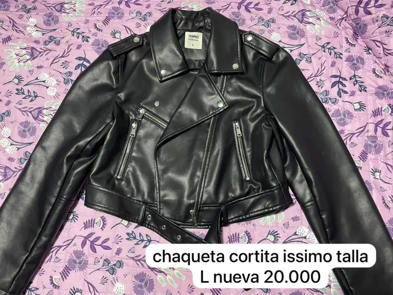 Chaqueta de cuero negra Issimo talla L