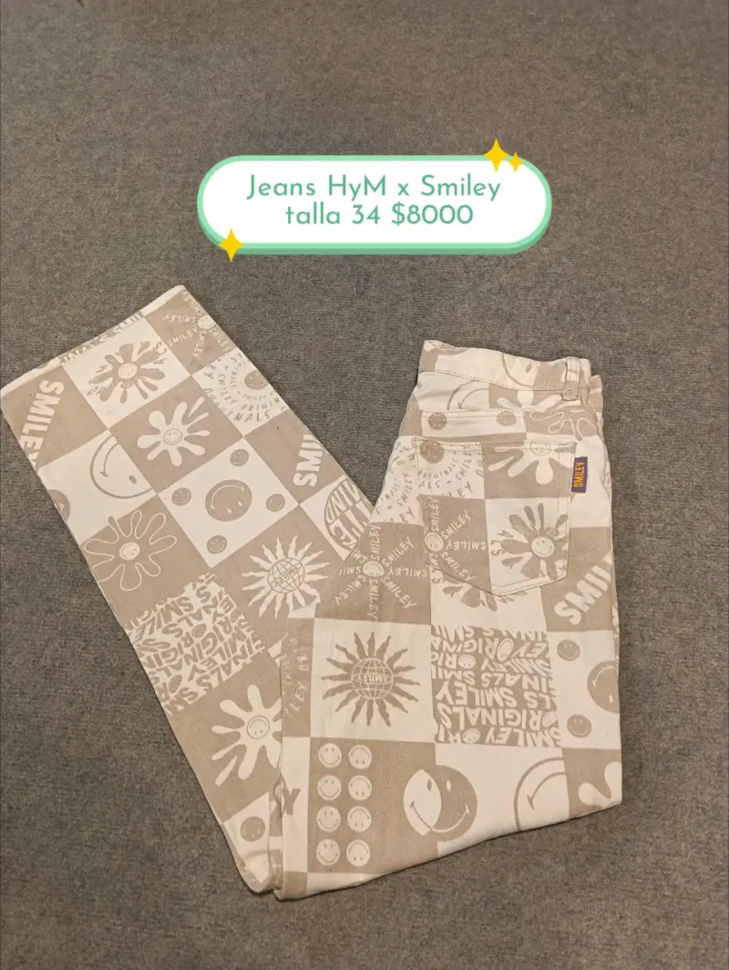 Jeans H&M x Smiley estampados talla 34