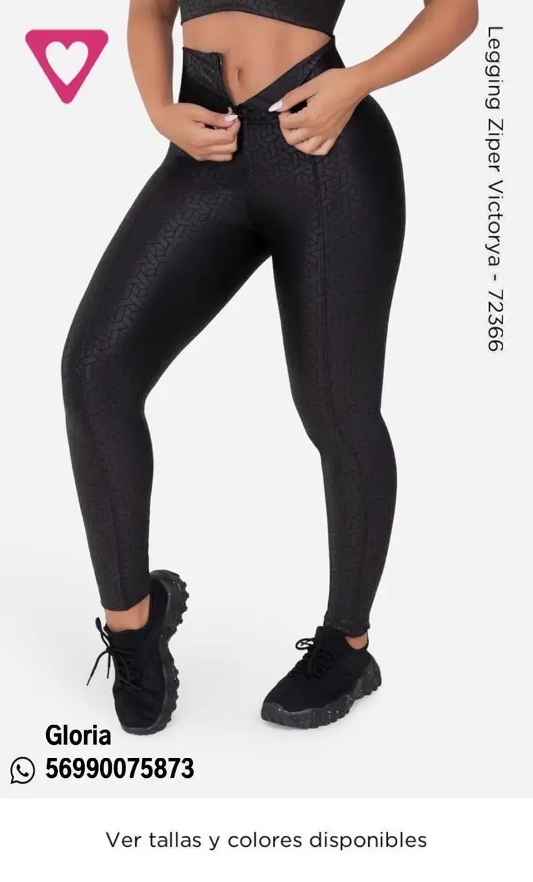 Leggings negros con cierre Victoriya
