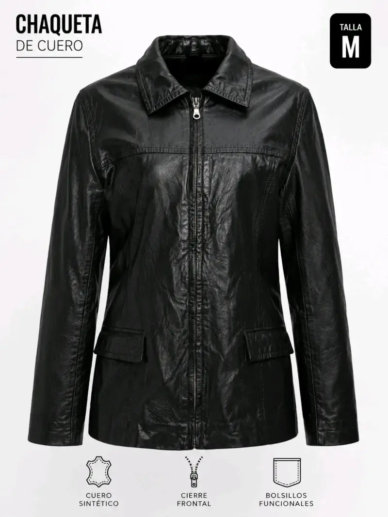 Chaqueta de cuero negra talla M