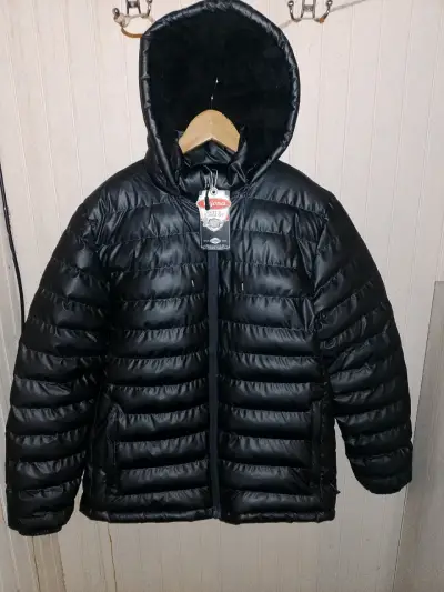 Chaqueta acolchada negra con capucha Fujona. - miniatura 1