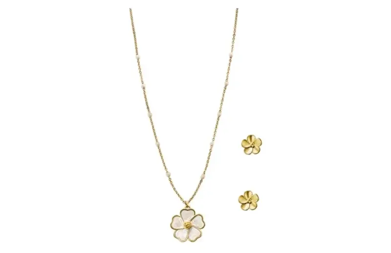 Conjunto de collar y aros mariposa dorados - 5