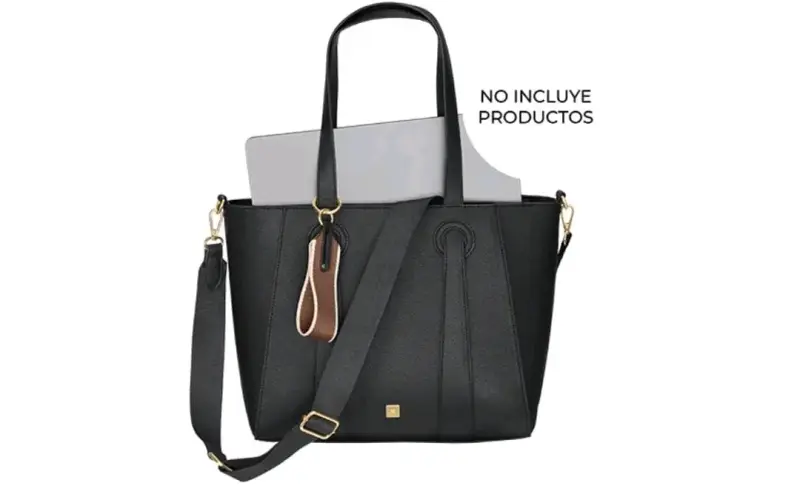 Bolso tote negro con correa ajustable - 1