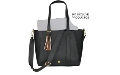 Bolso tote negro con correa ajustable - miniatura 1