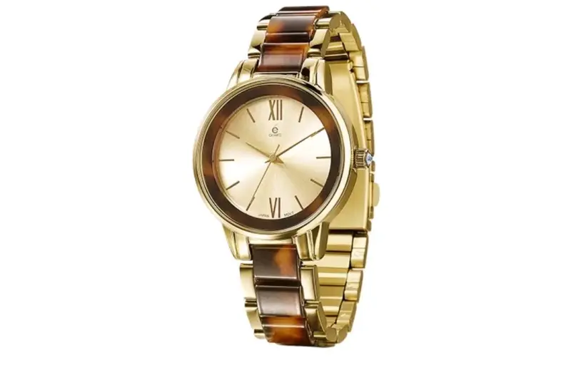 Reloj de pulsera dorado con correa morada - 2
