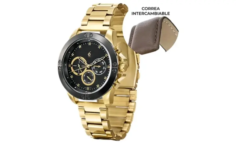 Reloj dorado con correa intercambiable - 1