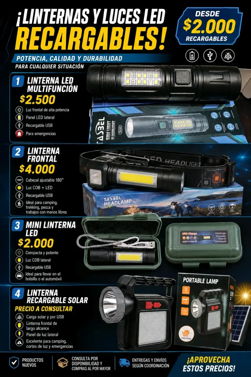 Linterna LED multifunción recargable USB - 1