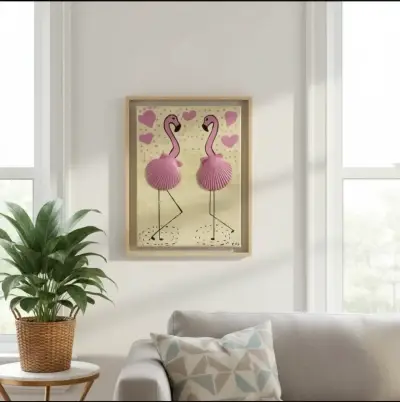 Cuadro decorativo con flamencos y conchas de 18x24 - miniatura 2