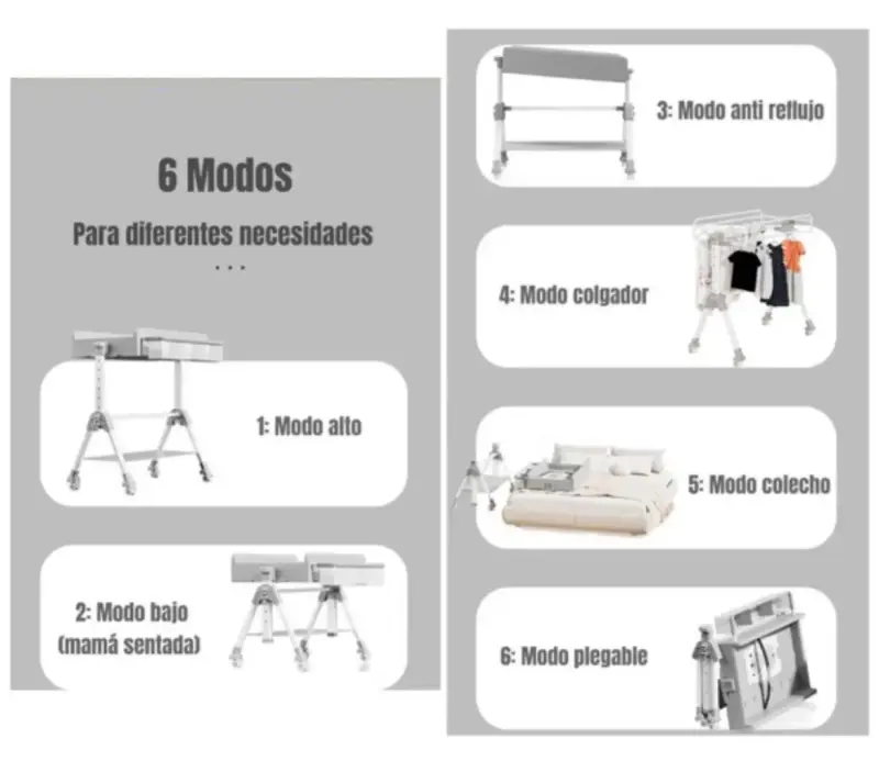 Mudador De Pañales Plegable 3 En 1 LuBabycas Gris - 3