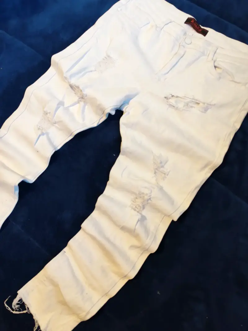 Jeans blancos rasgados para hombre - 2