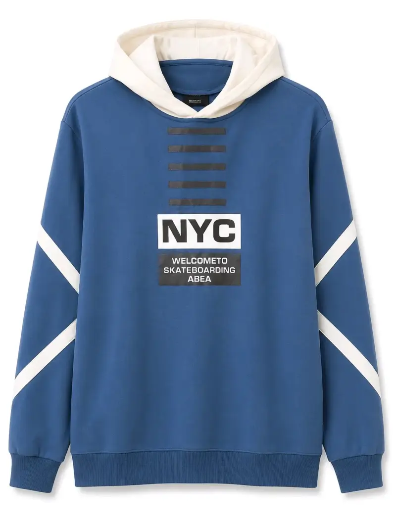 Polerón con capucha azul NYC estilo skate