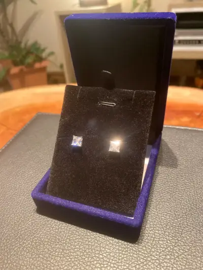 Aros de plata con circonitas 6x6mm - miniatura 1