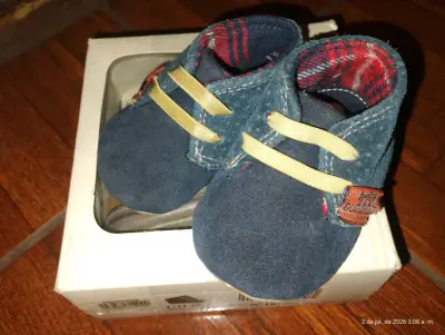 Zapatos de bebé azul marino con cordones - miniatura 4