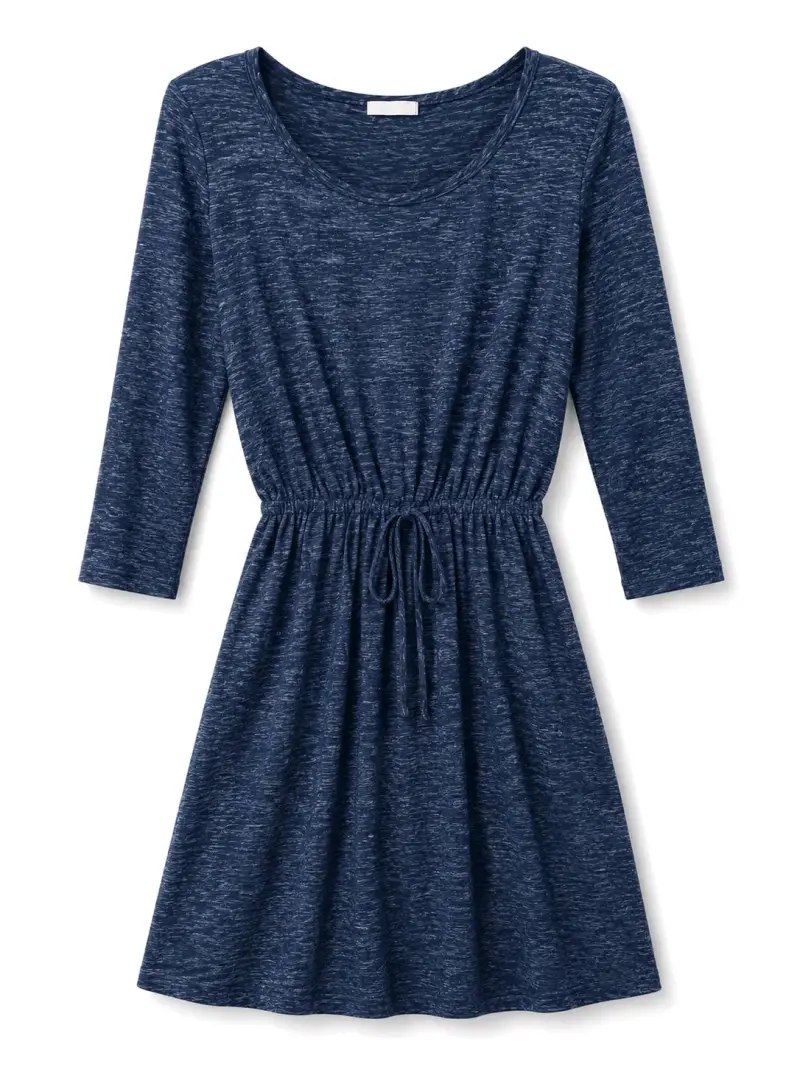 Vestido azul marino casual con cintura ajustable