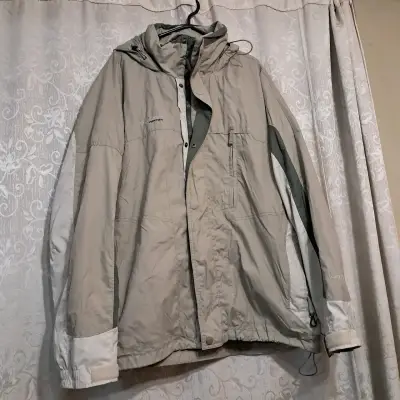 Chaqueta impermeable Columbia beige con capucha - miniatura 1