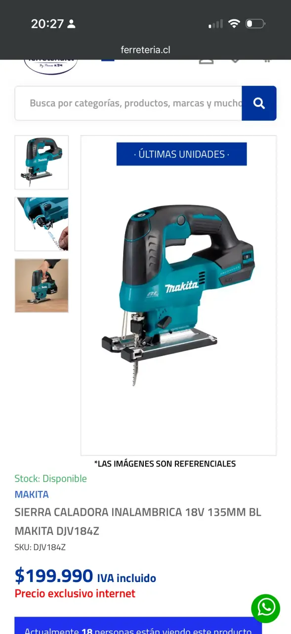 Sierra caladora inalámbrica Makita 18V - 3