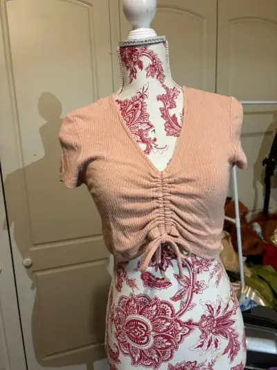 Polera corta fruncida color terracota AMERICANINO - miniatura 2