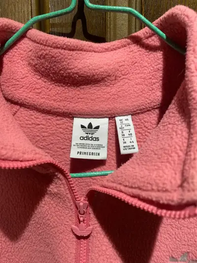 Polerón Adidas rosa con cierre y franjas - miniatura 2