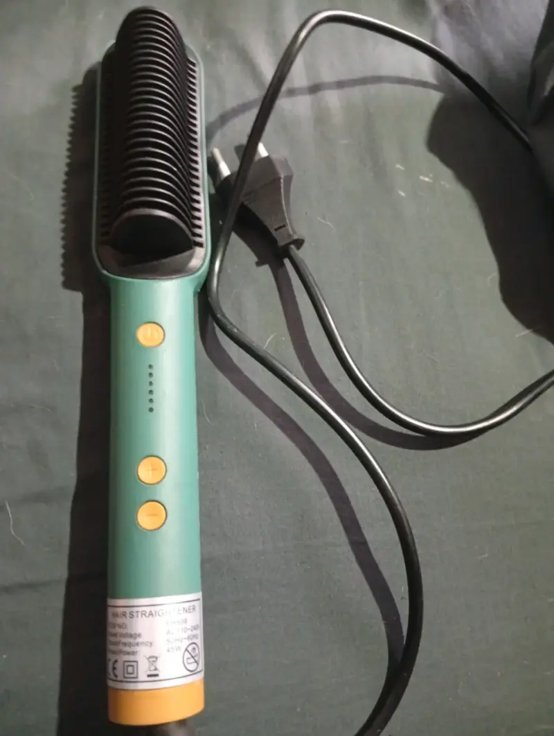 Cepillo alisador de cabello eléctrico verde - 2