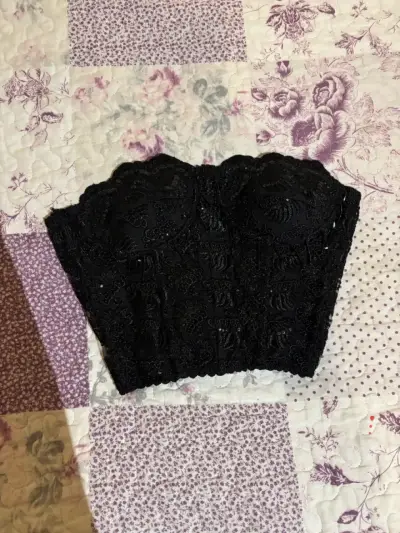 Corset negro de encaje elegante - miniatura 1