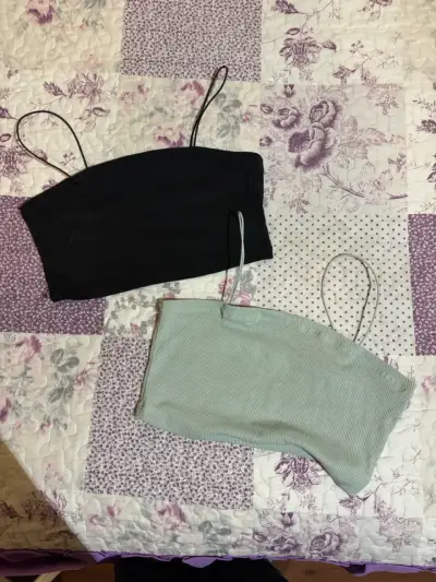 Pack de tops strapless negro y verde - miniatura 1
