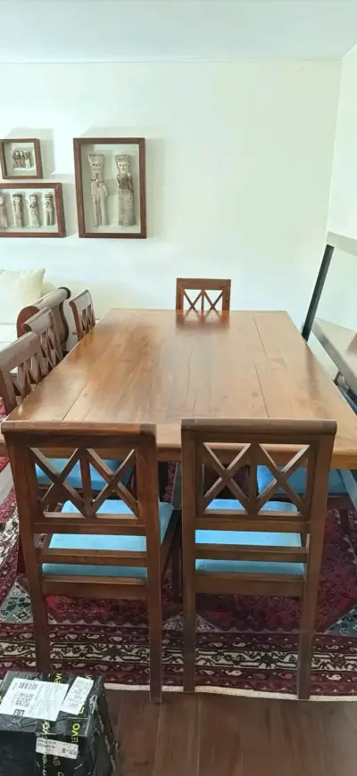 Mesa de comedor de madera roble con 10 sillas - miniatura 1