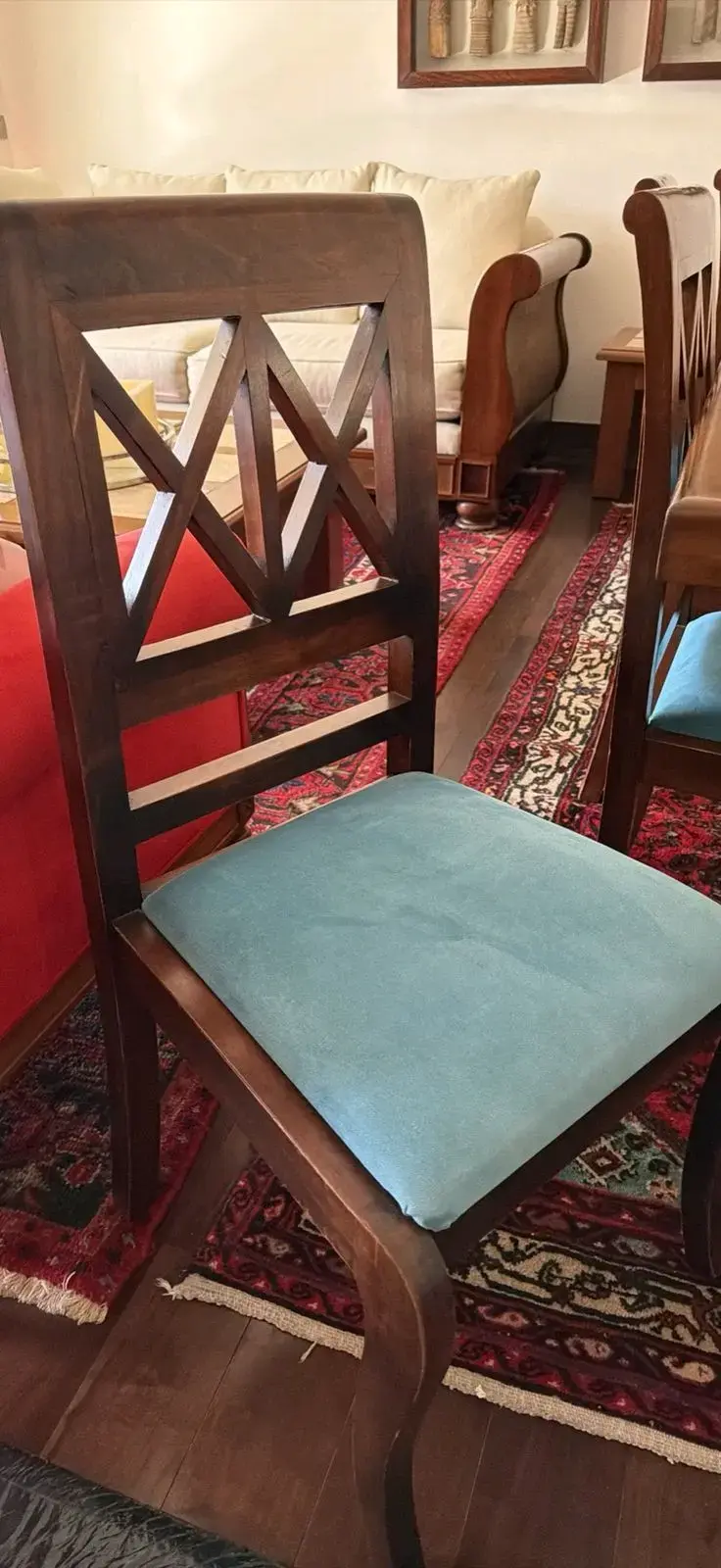 Mesa de comedor de madera roble con 10 sillas - 4