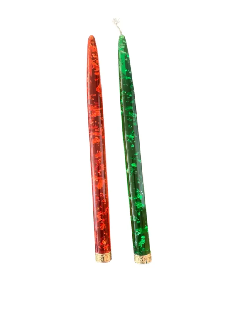 Velas decorativas rojas y verdes con brillo - 2