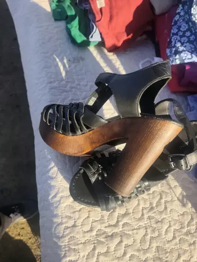 Sandalias negras de cuero talla 40 - miniatura 3