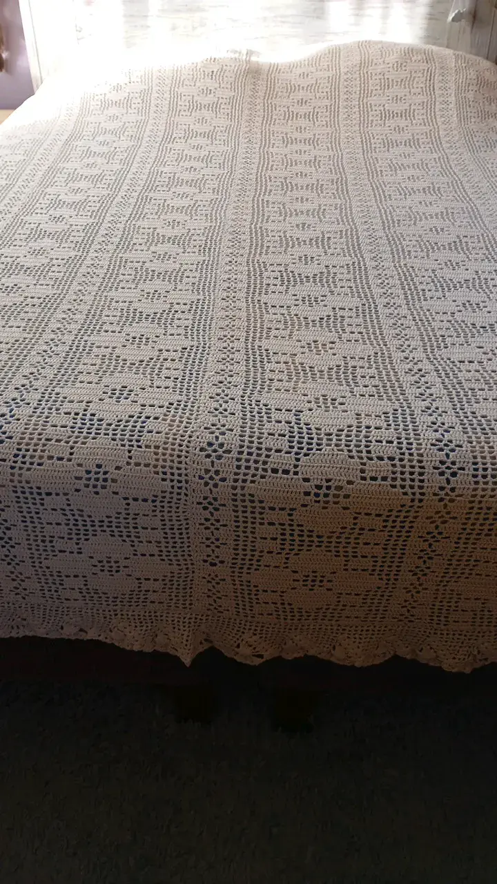 Cobertor tejido a crochet beige - 4