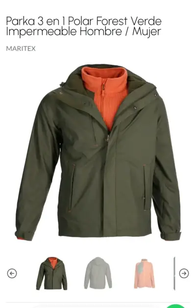 Parka 3 en 1 Maritex Verde Impermeable - miniatura 1