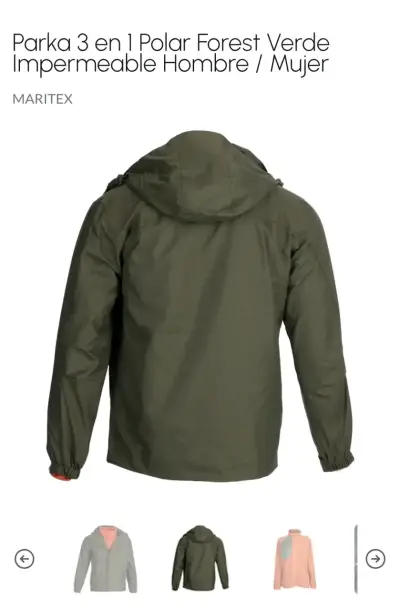 Parka 3 en 1 Maritex Verde Impermeable - miniatura 2