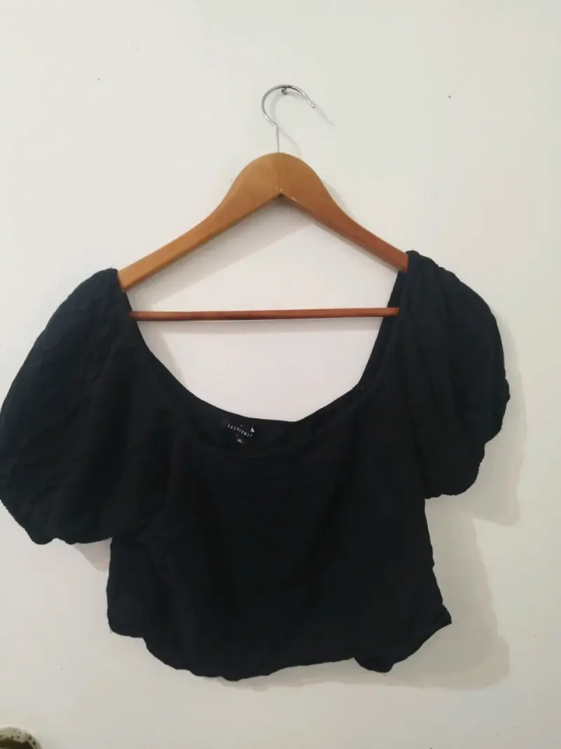 Blusa negra de manga corta estilo casual XL