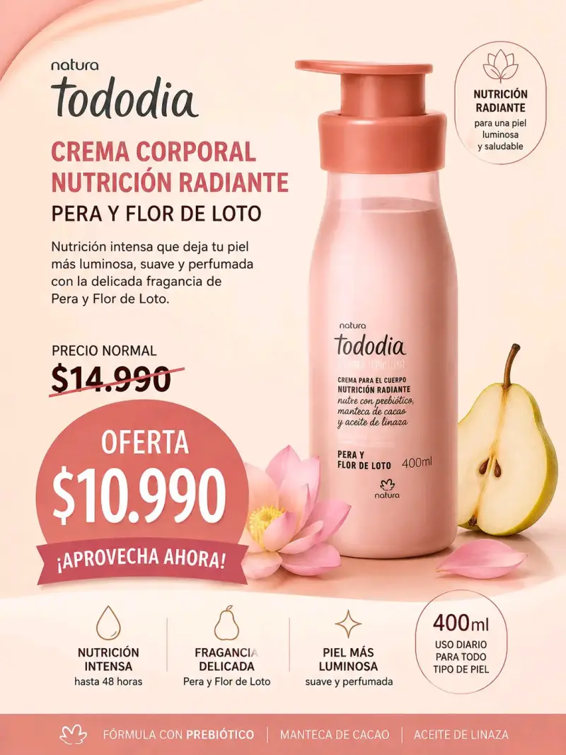Crema corporal Natura Tododia pera y flor de loto