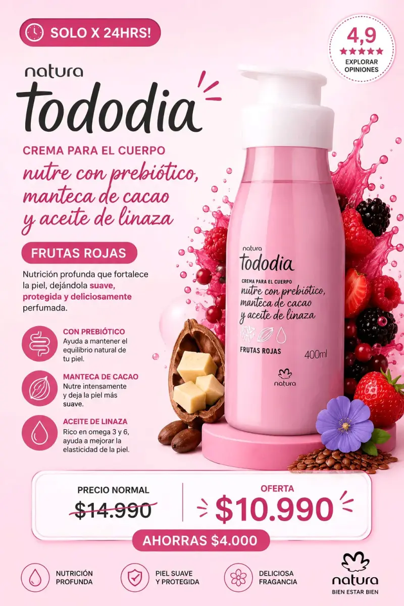 Crema corporal Natura Tododia Frutas Rojas 400ml