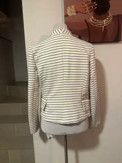 🖤Chaqueta Blazer Michel de Rayas Blanco🖤 - miniatura 2