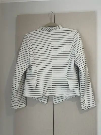 🖤Chaqueta Blazer Michel de Rayas Blanco🖤 - miniatura 4