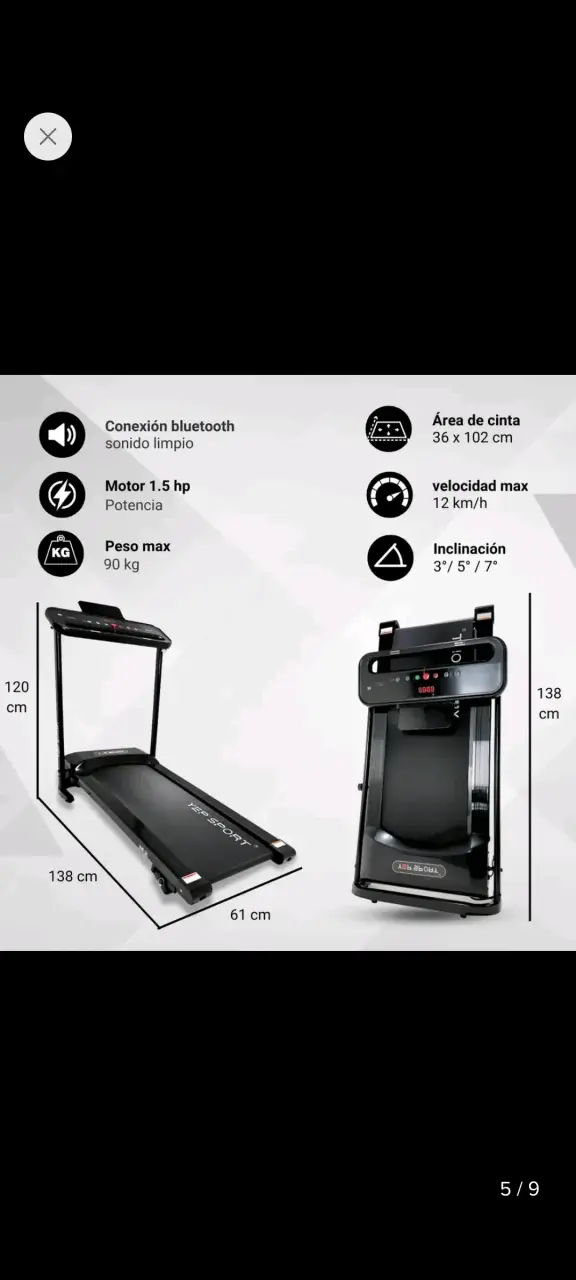 Caminadora eléctrica con bluetooth y motor 1.5 hp - 1