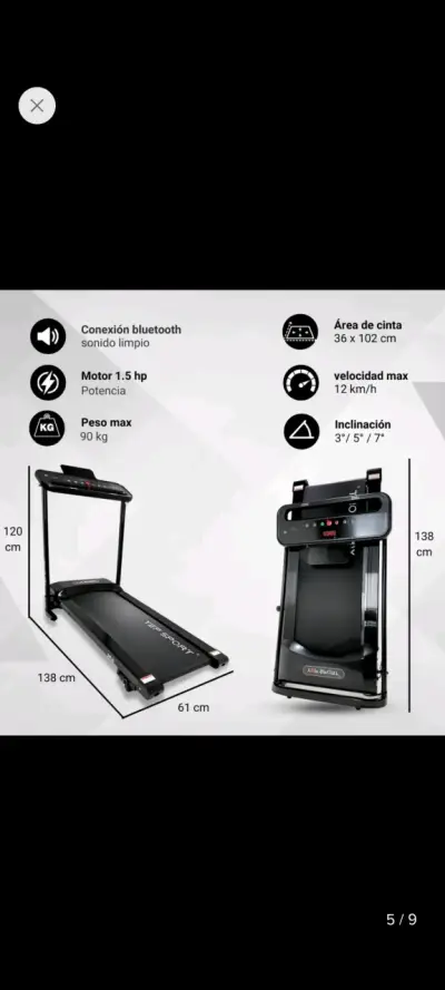 Caminadora eléctrica con bluetooth y motor 1.5 hp - miniatura 1