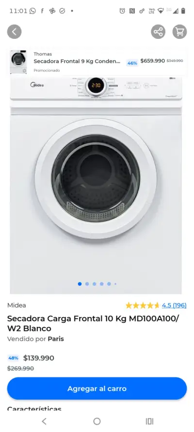 Lavadora Midea 9kg en buen estado - miniatura 3